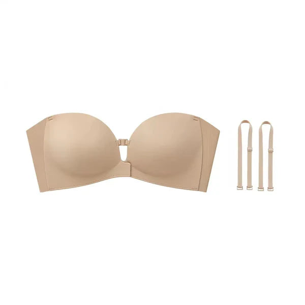 Trägerloser BH mit Frontverschluss, ohne Bügel, Push-Up, gepolstert, rutschfest, Tube Jelly BH