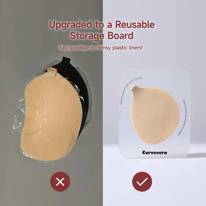 Sujetador adhesivo invisible, impermeable, a prueba de sudor, de silicona, reutilizable con base de almacenamiento