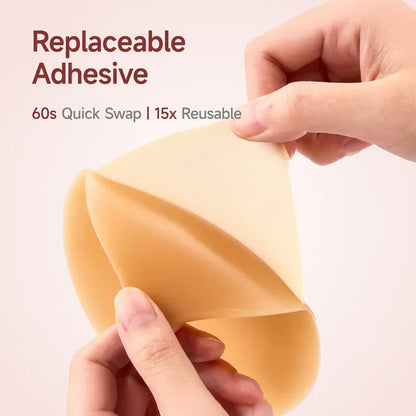 Sujetador adhesivo invisible, impermeable, a prueba de sudor, de silicona, reutilizable con base de almacenamiento